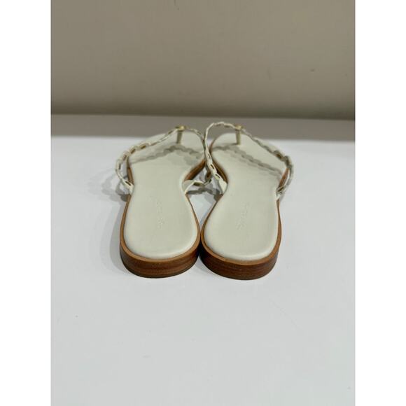 NWT Tory Burch Benton Scalloped Slip On Flat Thong Sandals White Womens Size 9.5 - Picture 4 of 6